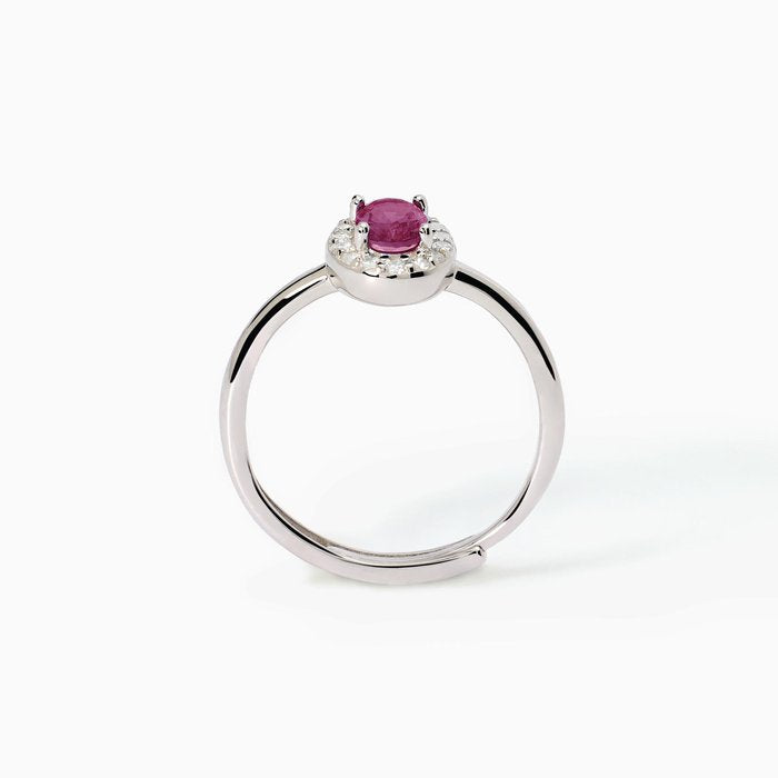 Anello in argento con rubino sintetico ovale e cristalli COOL OR RÉTRO?