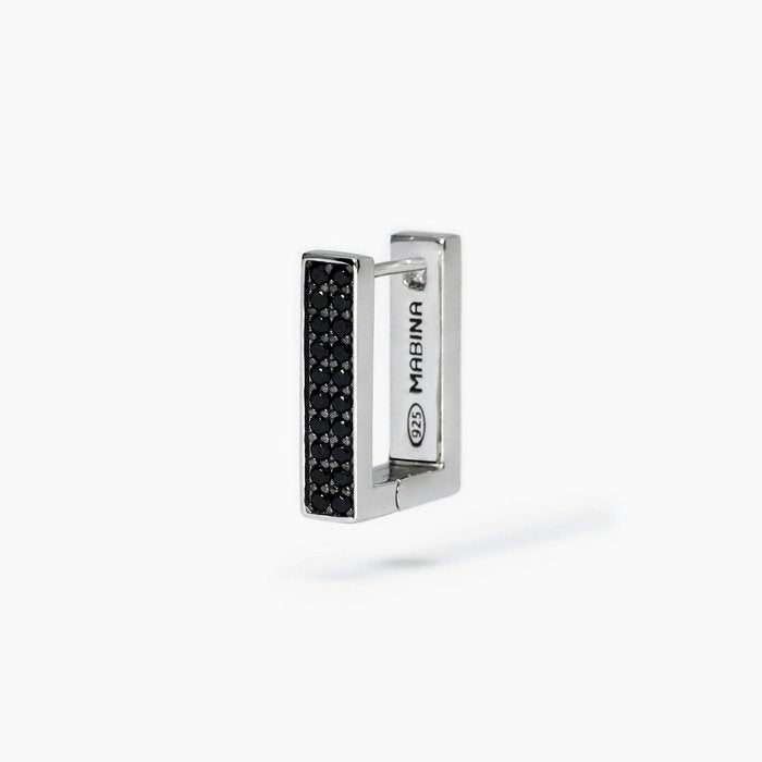 Rectangular earring in silver and black zirconia MONOMANIA