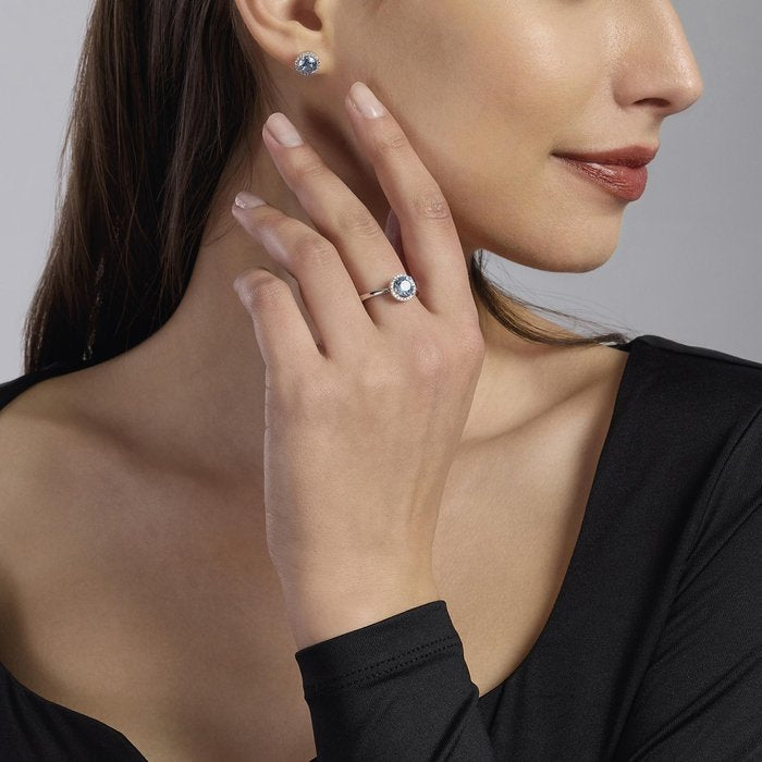 Orecchini in argento a lobo con acquamarina sintetica REVIVAL