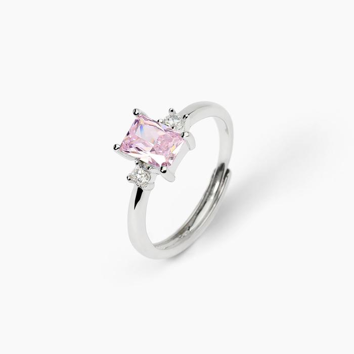 Bague en argent avec zircone synthétique rose BATTITO