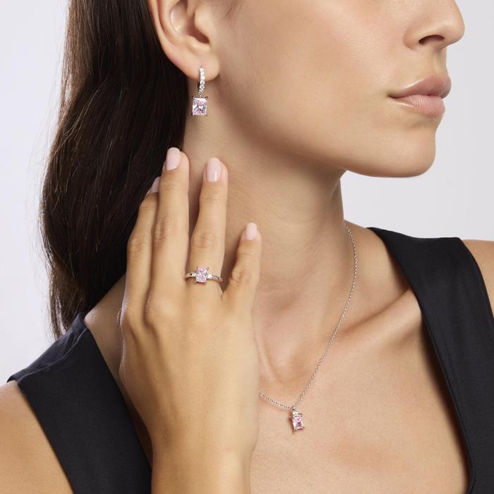 Bague en argent avec zircone synthétique rose BATTITO