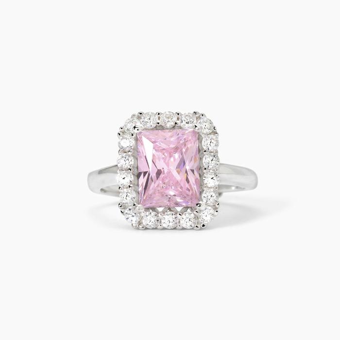 Anello in argento con zircone rosa DESIDERIO INFINITO