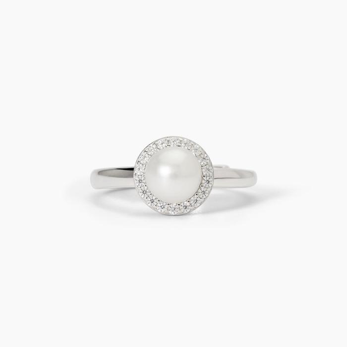 Silver ring with cultured pearl MILANESIENNE