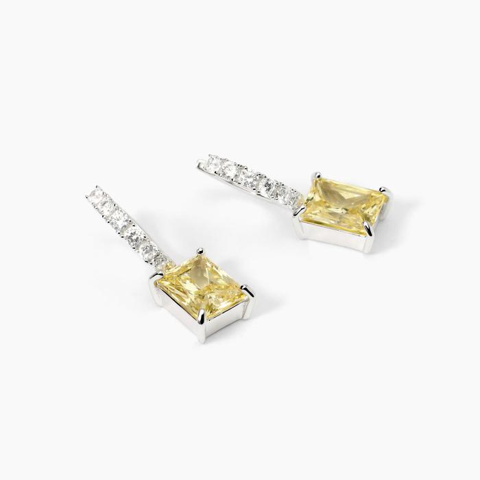 Orecchini a cerchio con zircone Lemon taglio princess DESIDERIO INFINITO