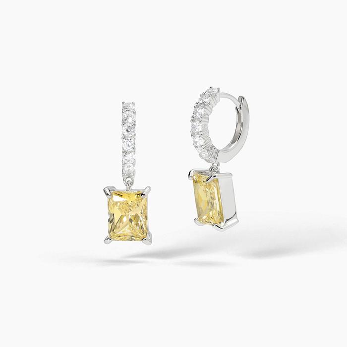 Orecchini a cerchio con zircone Lemon taglio princess DESIDERIO INFINITO