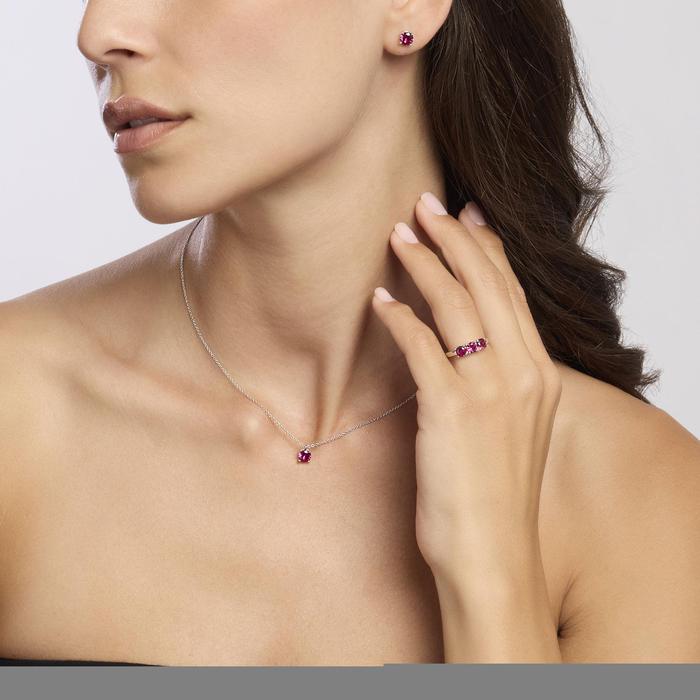 SHINY Synthetic Ruby Silver Earrings