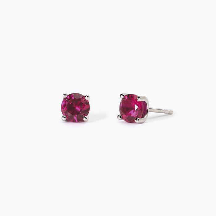 SHINY Synthetic Ruby Silver Earrings