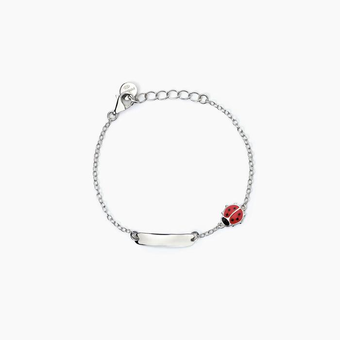 Bracelet en argent personnalisable avec coccinelle LADYBUG