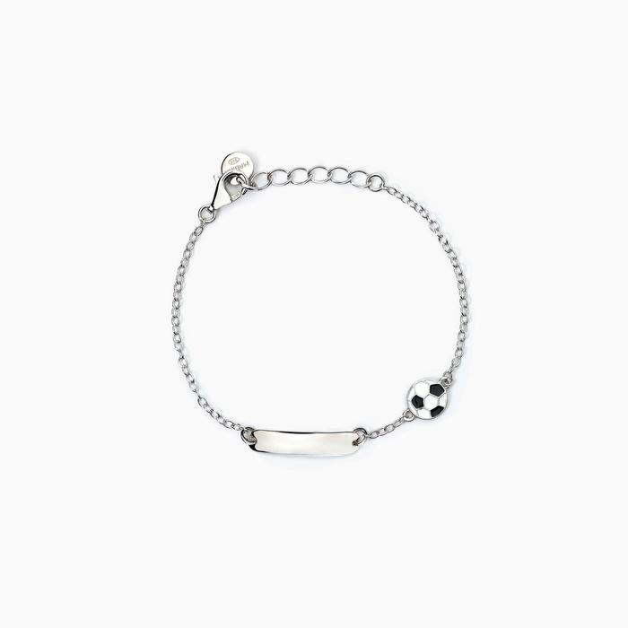 Customizable silver bracelet with FOOTBALL ball