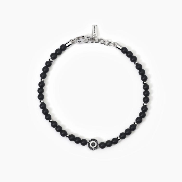 Bracciale in argento con agata nera BENIAMINO