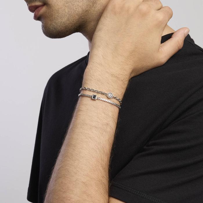 BLACK CODE Franco Chain Silver Bracelet