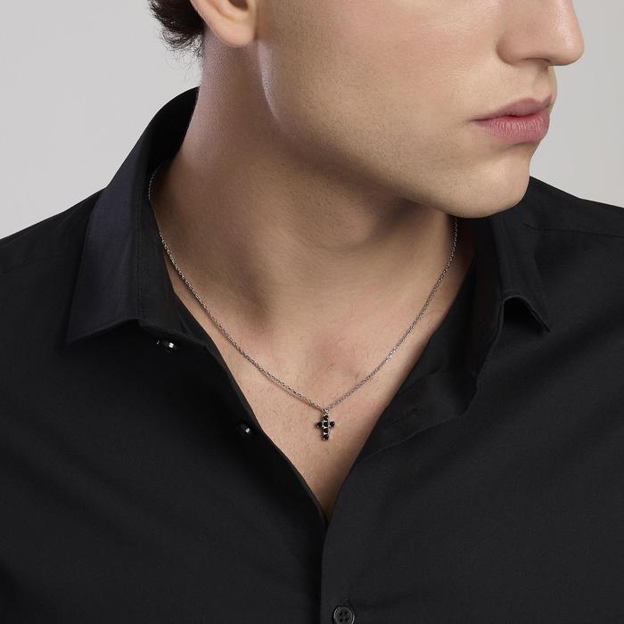 Collier pour homme en argent avec croix mystique