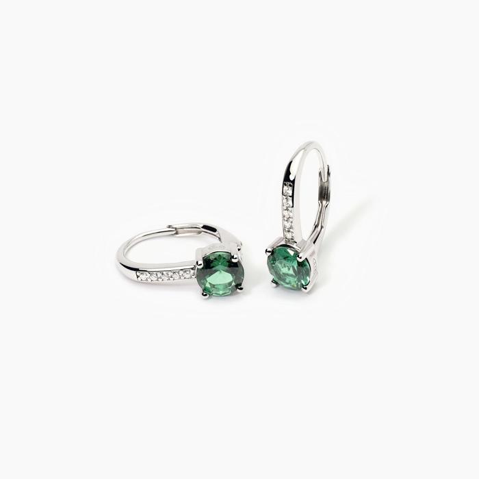 Isabel silver earrings with emeralds and zirconia