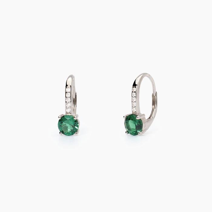 Isabel silver earrings with emeralds and zirconia