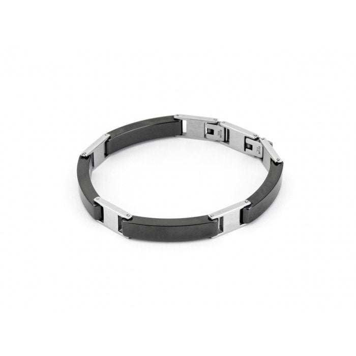 Steel bracelet and black ceramic plates