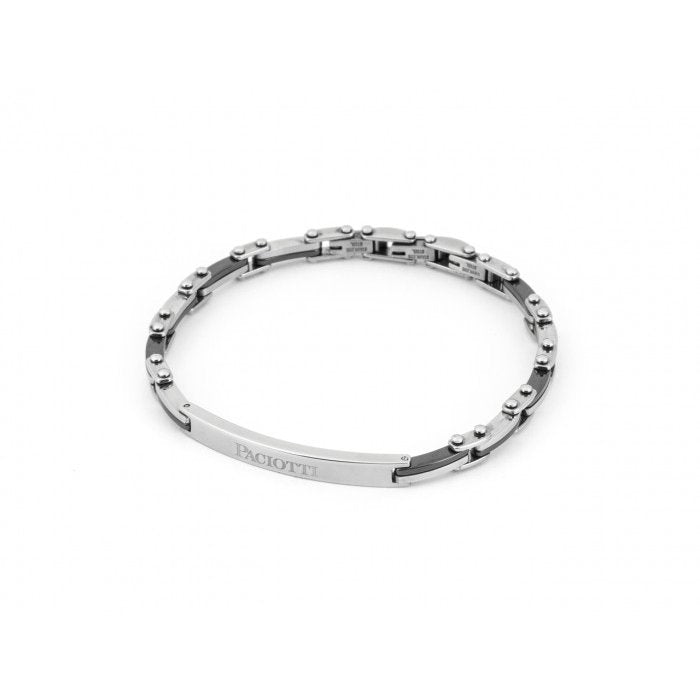 Steel and black ceramic bracelet with central plate