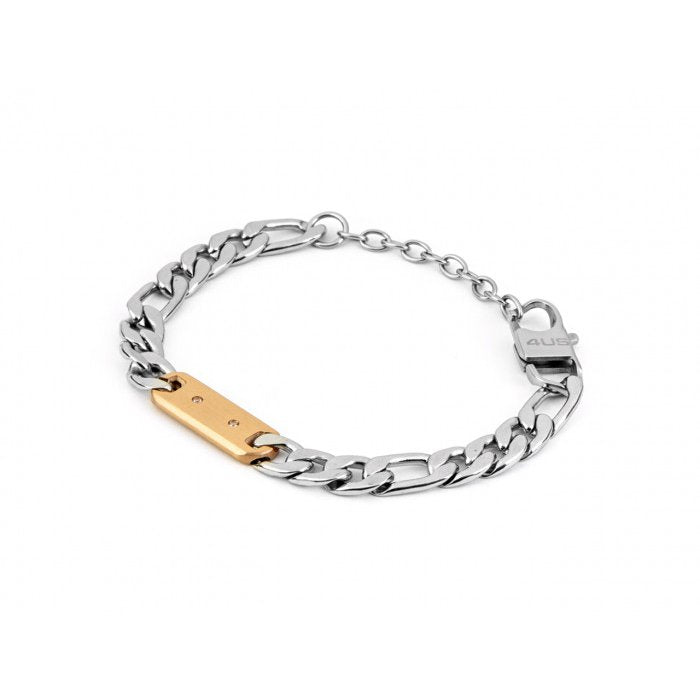 Wide flat mesh bracelet with rose insert