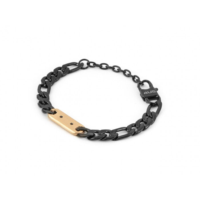 Burnished bracelet with wide flat mesh and rose insert