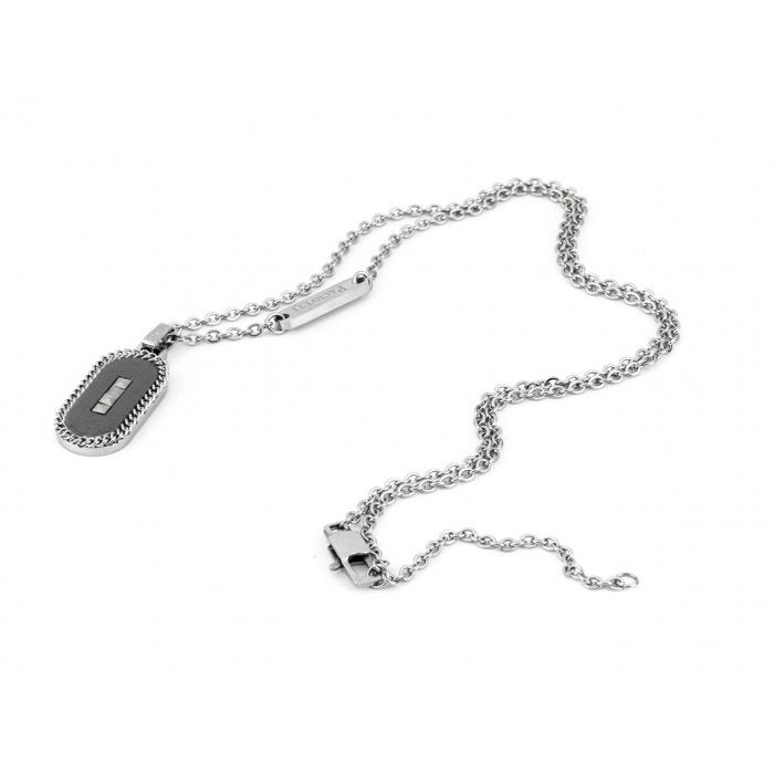 Black PVD Plate Pendant Necklace with Studs