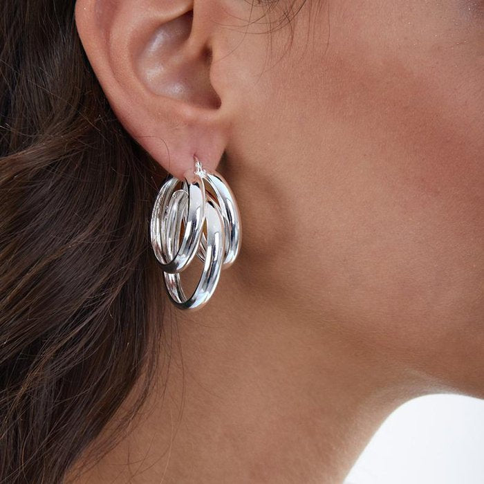 Boucles d'oreilles en bronze plaqué argent