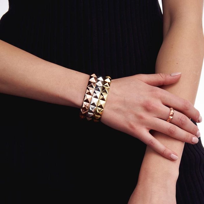 Bracciale rigido in bronzo argentato