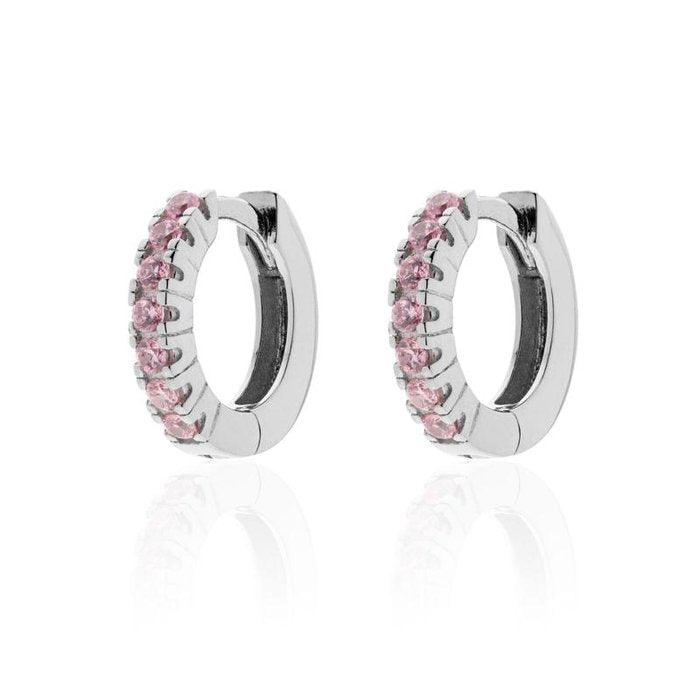 Silver earrings with pink cubic zirconia