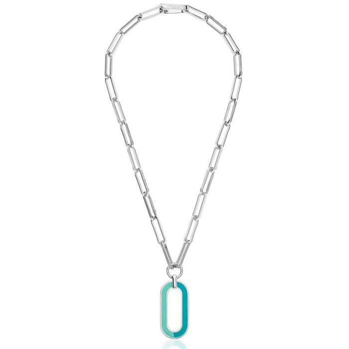 Necklace with blue enamel pendant