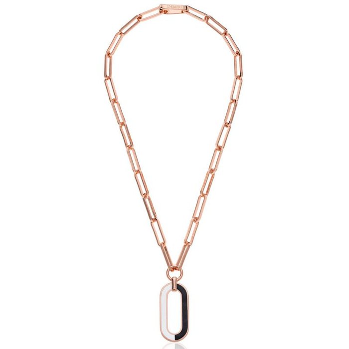 Black and white enamel pendant necklace