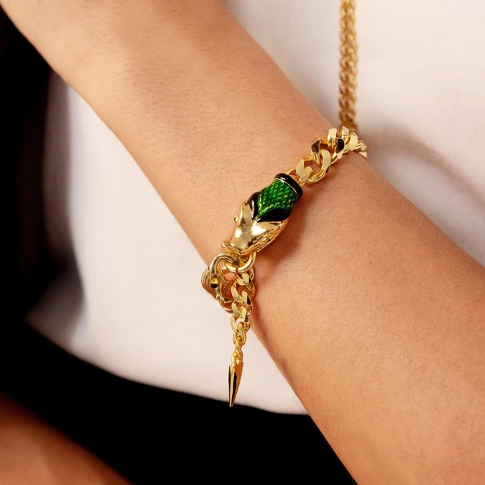 Bracelet gourmette avec serpent