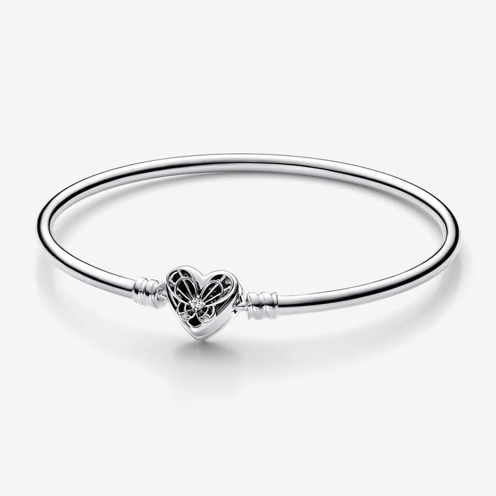 Bracelet rigide avec fermoir cœur et papillon