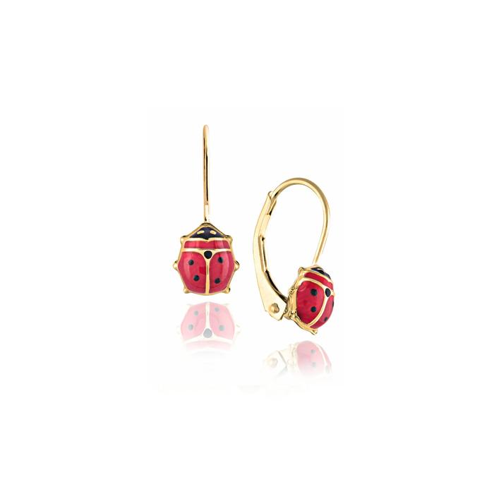 Boucles d'oreilles coccinelle fille en or véritable