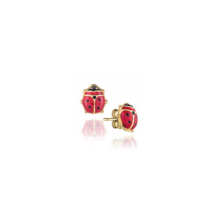 Boucles d'oreilles coccinelle en or véritable
