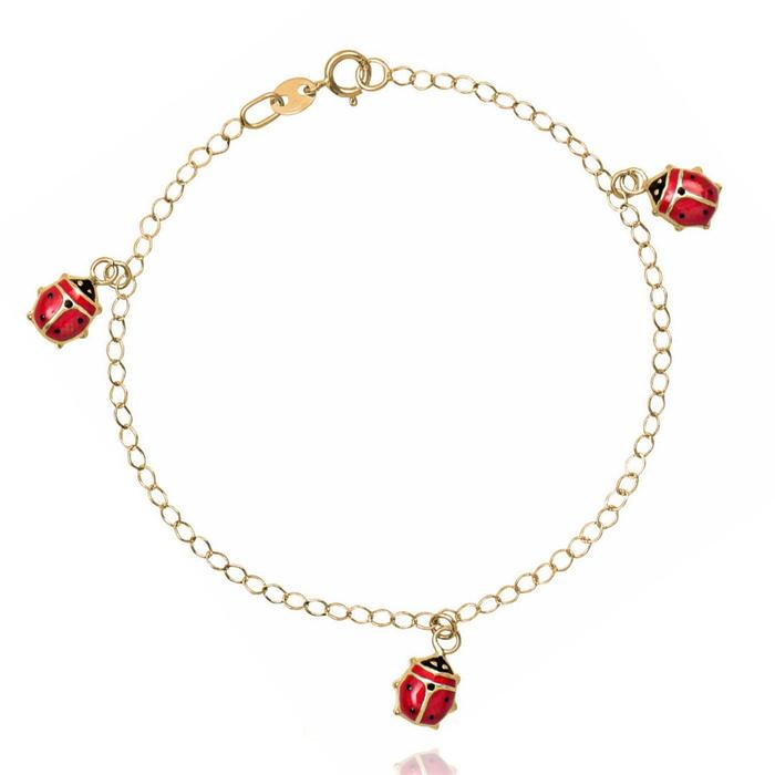 Girl Bracelet Ladybugs Real Gold