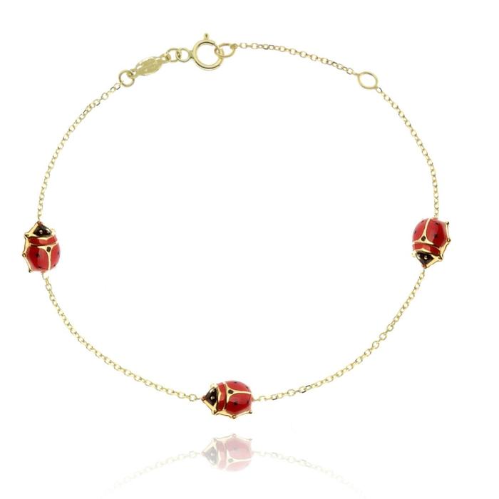 Girl Bracelet Ladybugs Real Gold