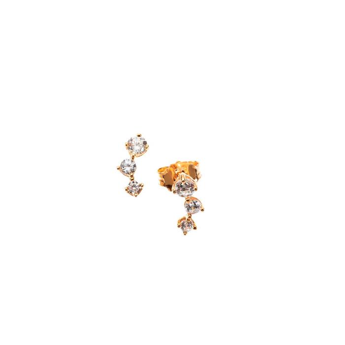 Boucles d'oreilles légères en or véritable et zircon