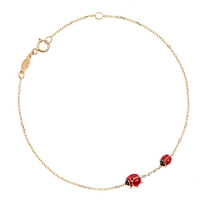Girl Ladybug Bracelet Real Gold
