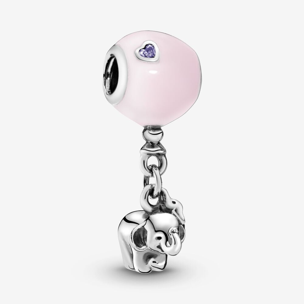 Pendentif Charm Éléphant et Ballon Rose