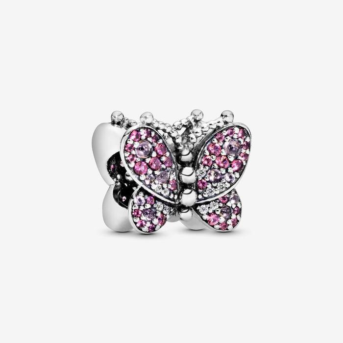 Charm papillon pavé rose