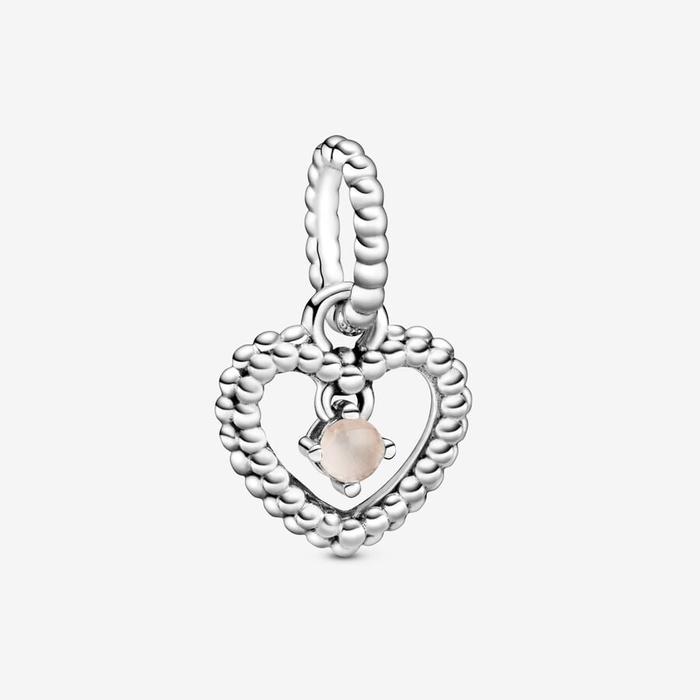 Charm Pendente Cuore Rosa Giugno