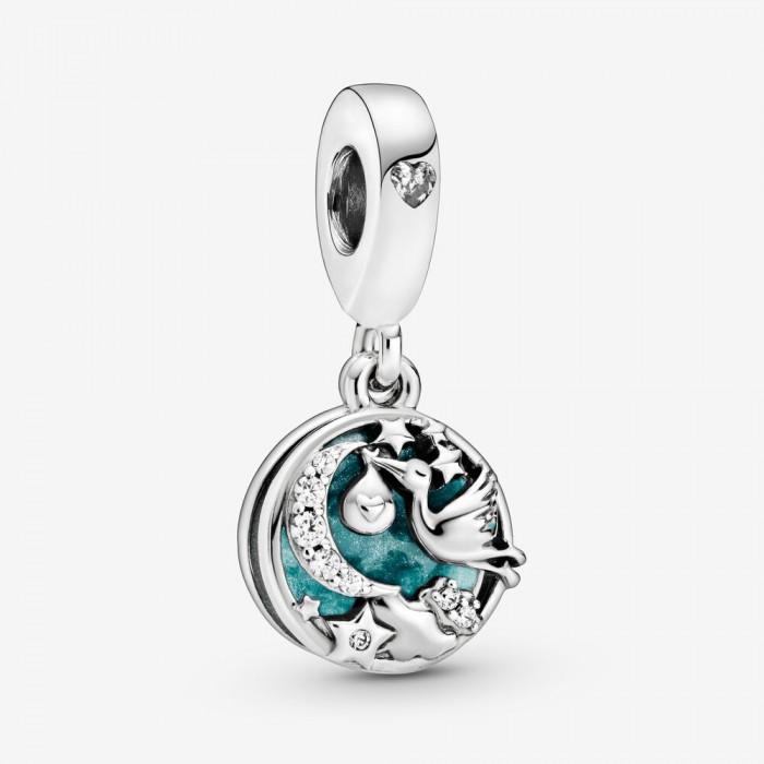 Charm pendente Cicogna e stelle scintillanti - gioielleriaperdichizzi.it