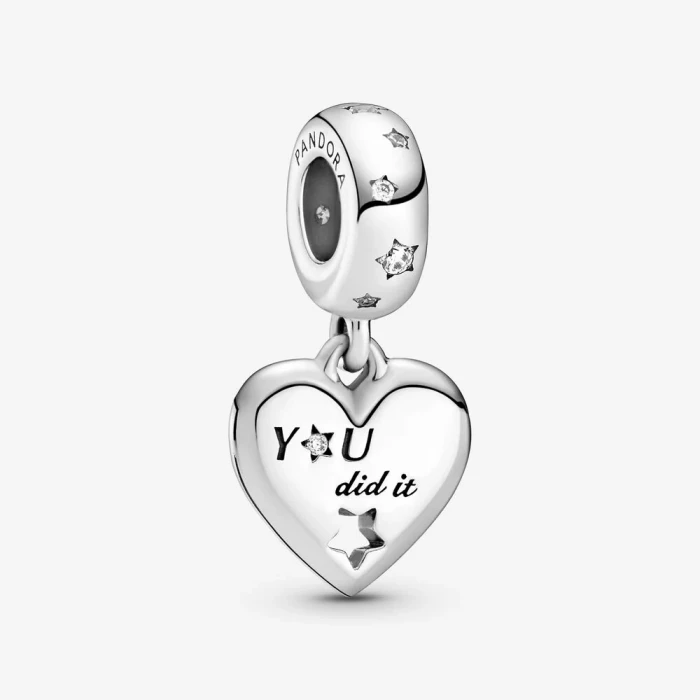 Charm pendente Congratulazioni, cuore e stelle