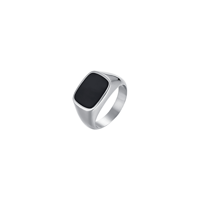 MEN'S SIGNET RING IN STEEL AND BLACK IP
