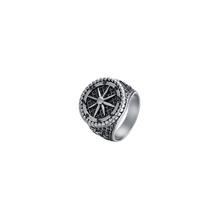 MEN'S SIGNET RING IN STEEL WITH WIND ROSE