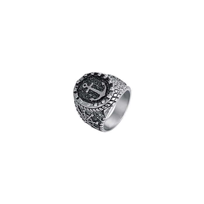 MEN'S SIGNET RING IN STEEL WITH ANCHOR