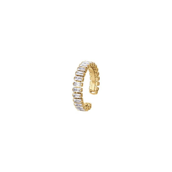 WOMEN'S RING IN IP GOLD STEEL WITH WHITE CRYSTALS