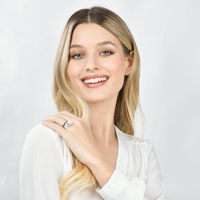 BAGUE FEMME EN ACIER SPÉCIAL AMI AVEC COEUR ET ROUGE