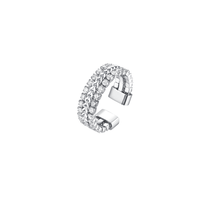 BAGUE FEMME EN ACIER AVEC CRISTAUX BLANCS TAILLE M