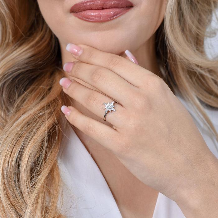BAGUE FEMME EN ACIER AVEC ÉTOILE SISSI