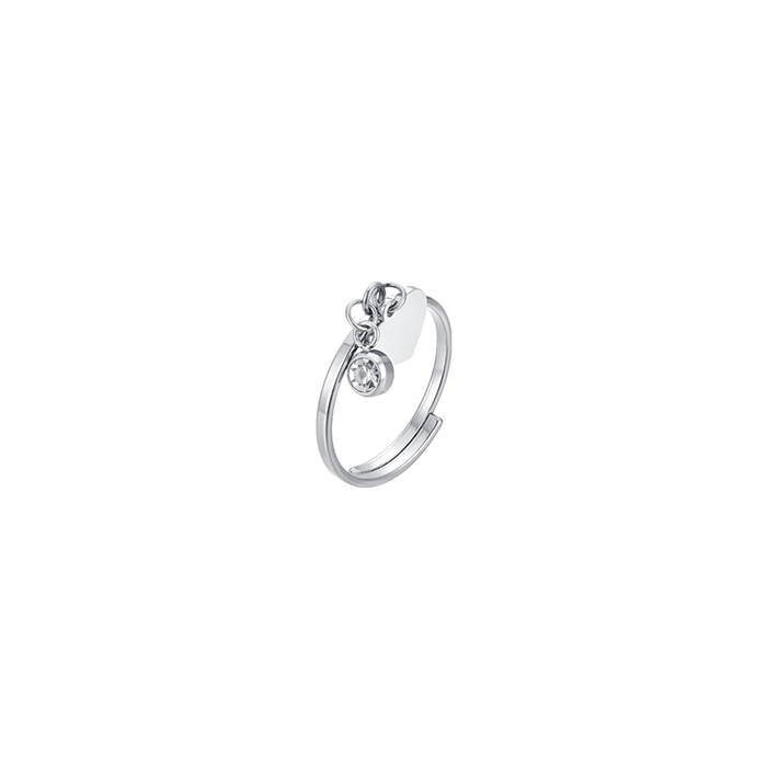 BAGUE FEMME EN ACIER AVEC COEUR ET CRISTAL