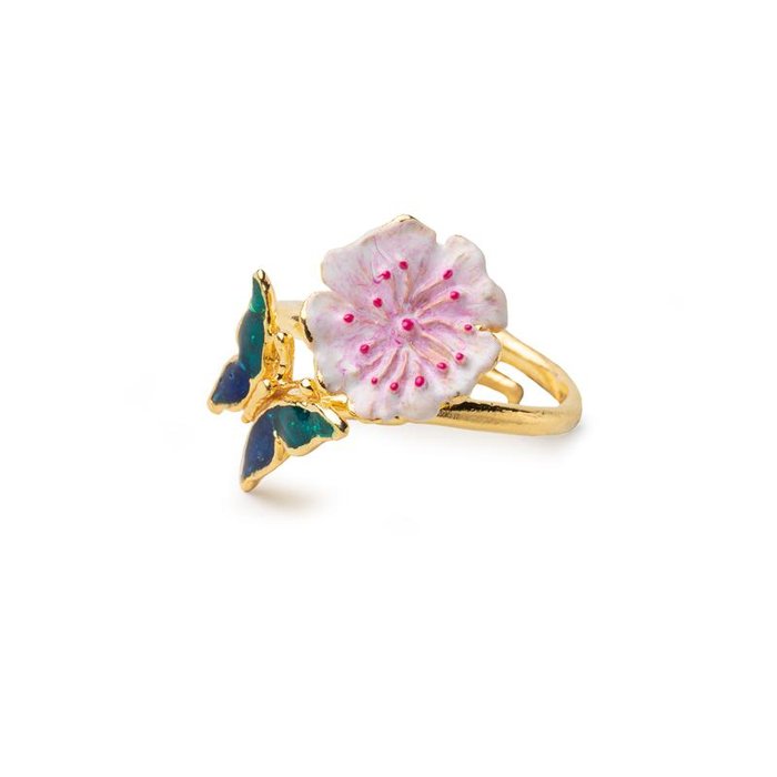 Bague Papillon/Fleur de Pêcher